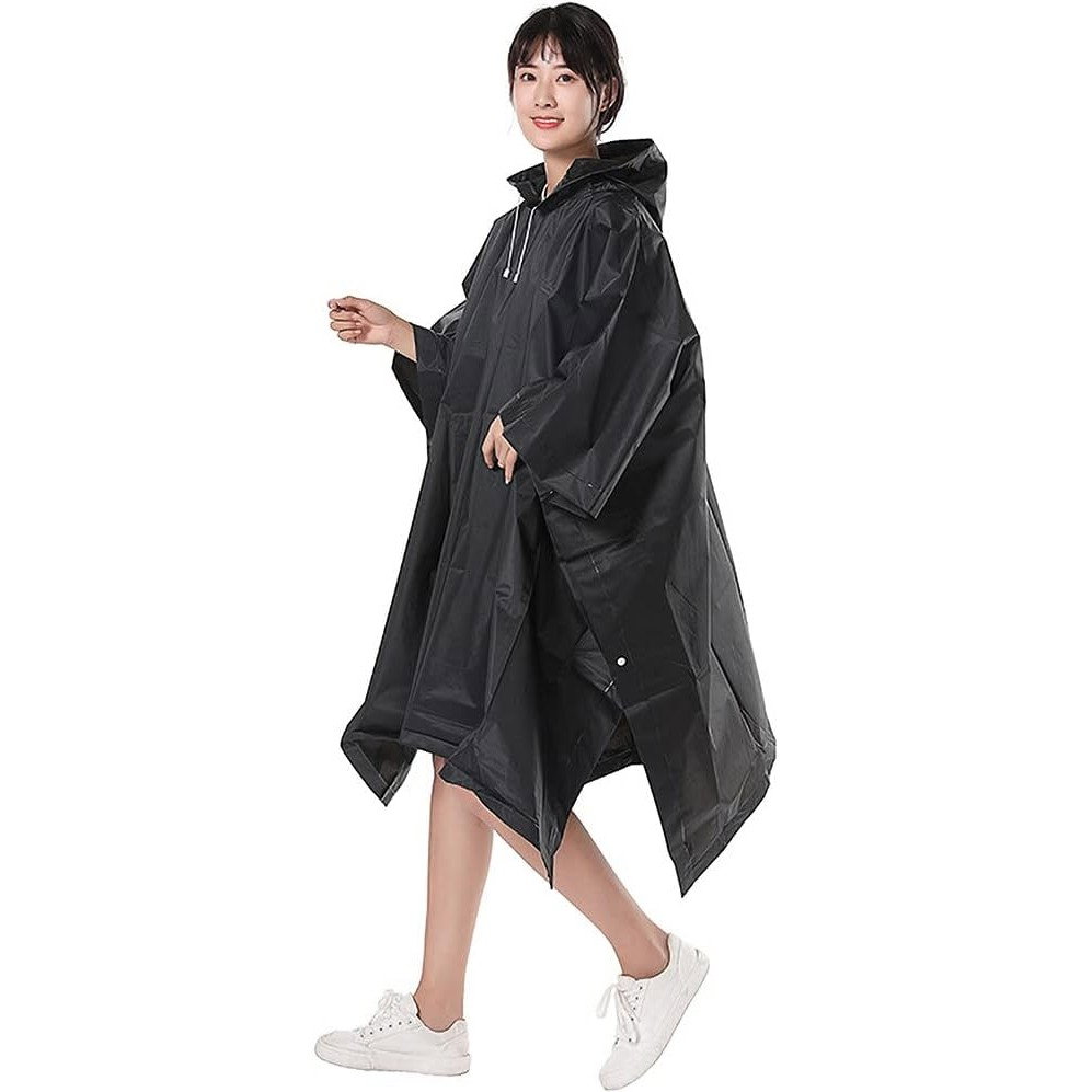 Pelerina de Ploaie, Flippy, pentru Adulti, EVA, Tip Poncho, Impermeabila, Rezistenta la Vant, Capse Laterale, 160 g, Negru [2]