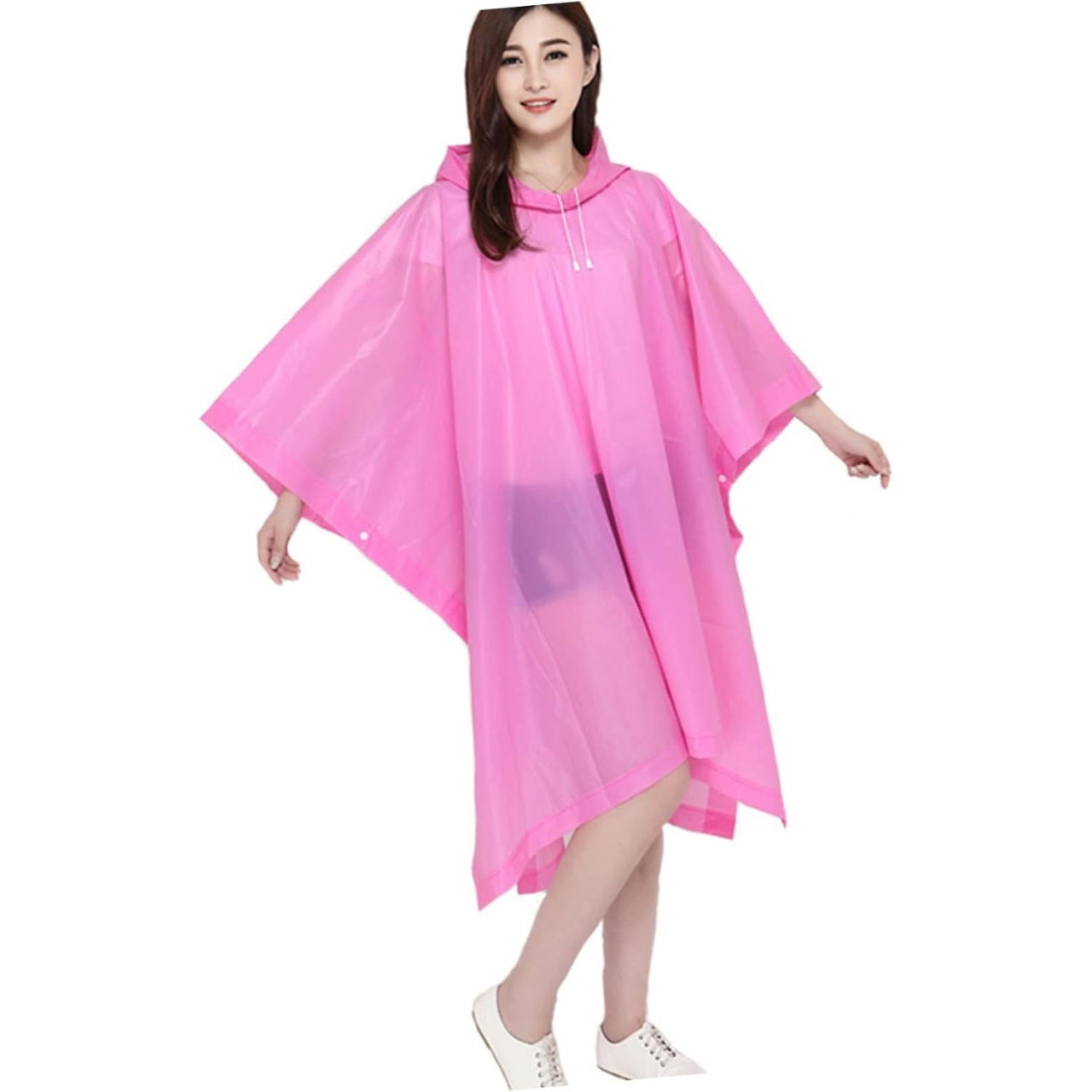 Pelerina de Ploaie, Flippy, pentru Adulti, EVA, Tip Poncho, Impermeabila, Rezistenta la Vant, Capse Laterale, 160 g, Roz [4]