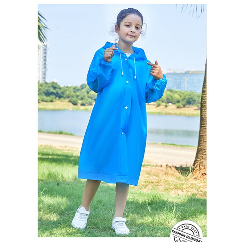 Pelerina de Ploaie, Flippy, pentru Copii 100-145 cm, din EVA, Impermeabila, Inchidere cu Capse, Albastru [4]
