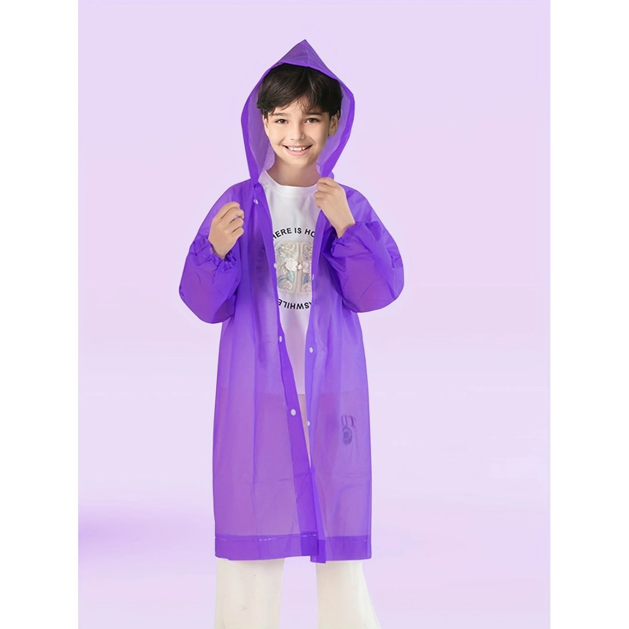 Pelerina de Ploaie, Flippy, pentru Copii 100-145 cm, din EVA, Impermeabila, Inchidere cu Capse, Mov [5]