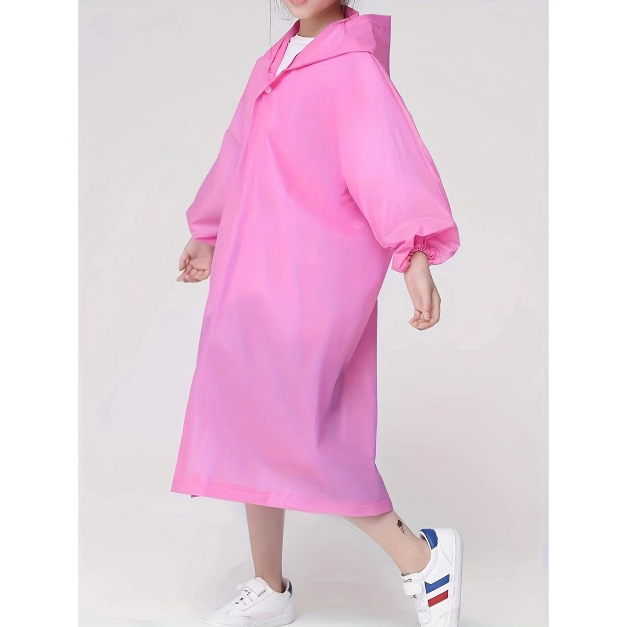 Pelerina de Ploaie, Flippy, pentru Copii 100-145 cm, din EVA, Impermeabila, Inchidere cu Capse, Roz [4]