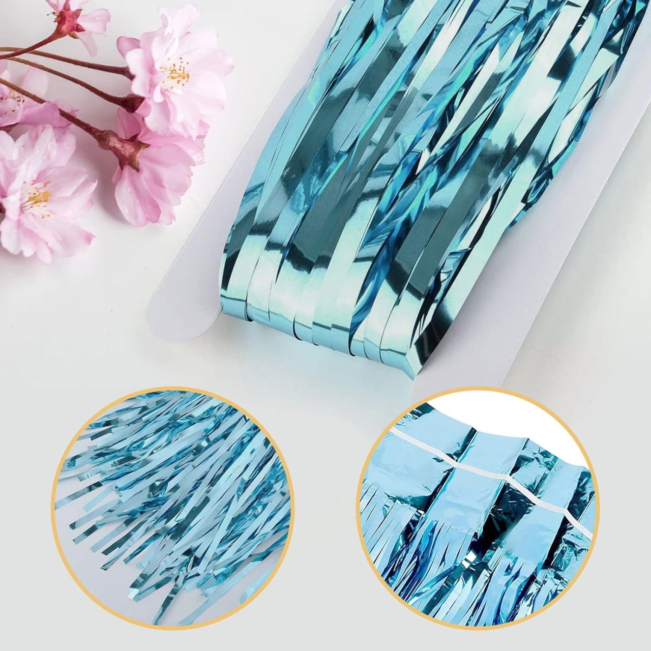 Perdea Franjurata, Flippy, Model Decor Petrecere, pentru Fundal de Poze, Amenajare Colorata a Petrecerii, Dimensiune 100x200 cm, Albastru Deschis [7]