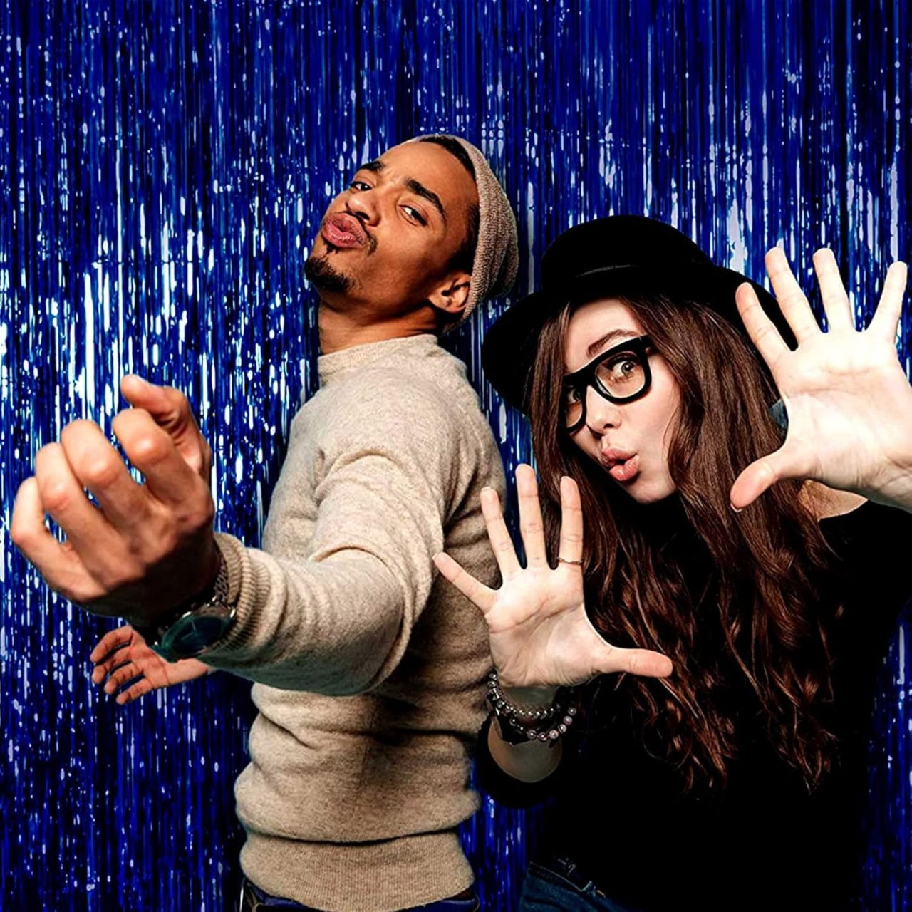 Perdea Franjurata, Flippy, Model Decor Petrecere, pentru Fundal de Poze, Amenajare Colorata a Petrecerii, Dimensiune 100x200 cm, Albastru Inchis [4]