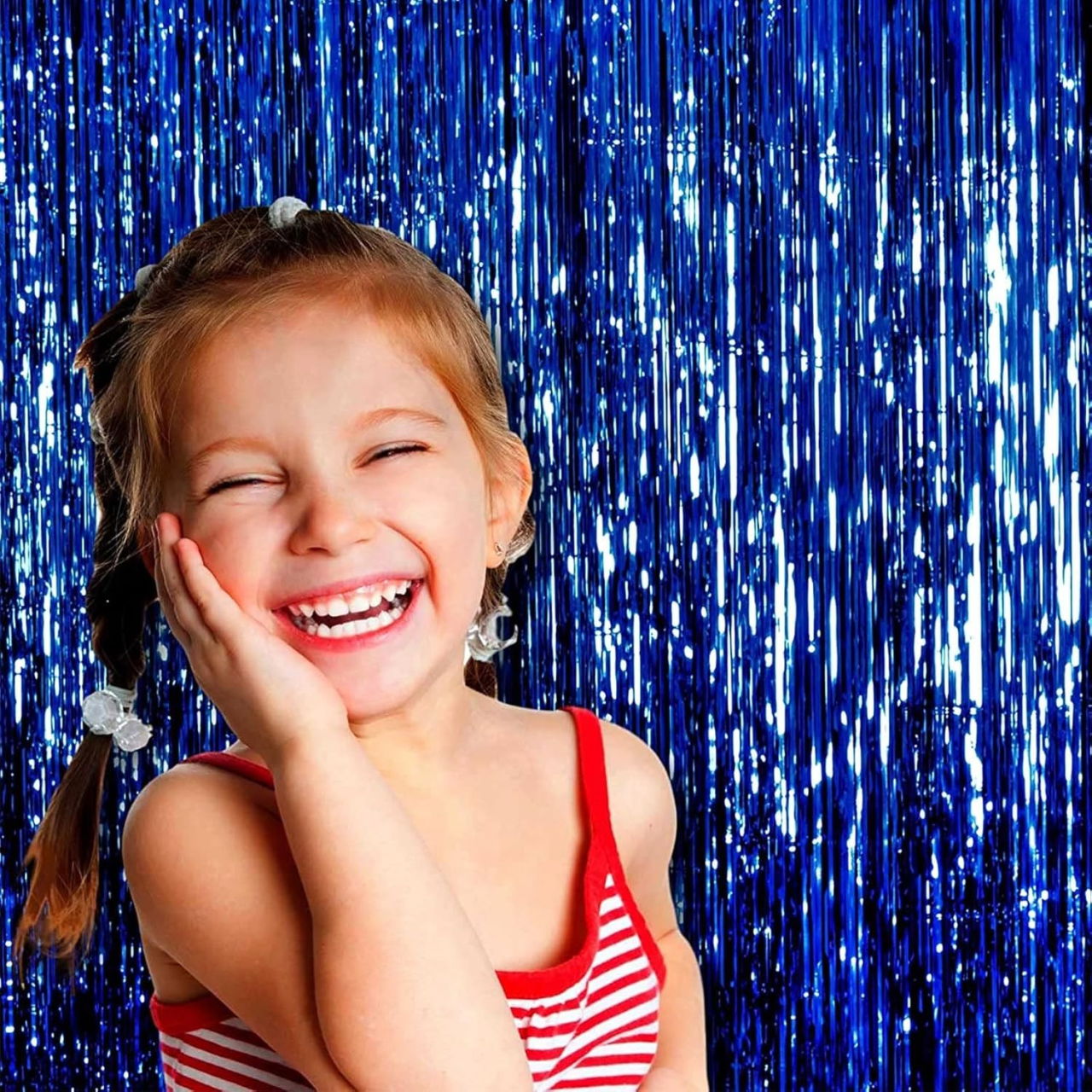 Perdea Franjurata, Flippy, Model Decor Petrecere, pentru Fundal de Poze, Amenajare Colorata a Petrecerii, Dimensiune 100x200 cm, Albastru Inchis [3]