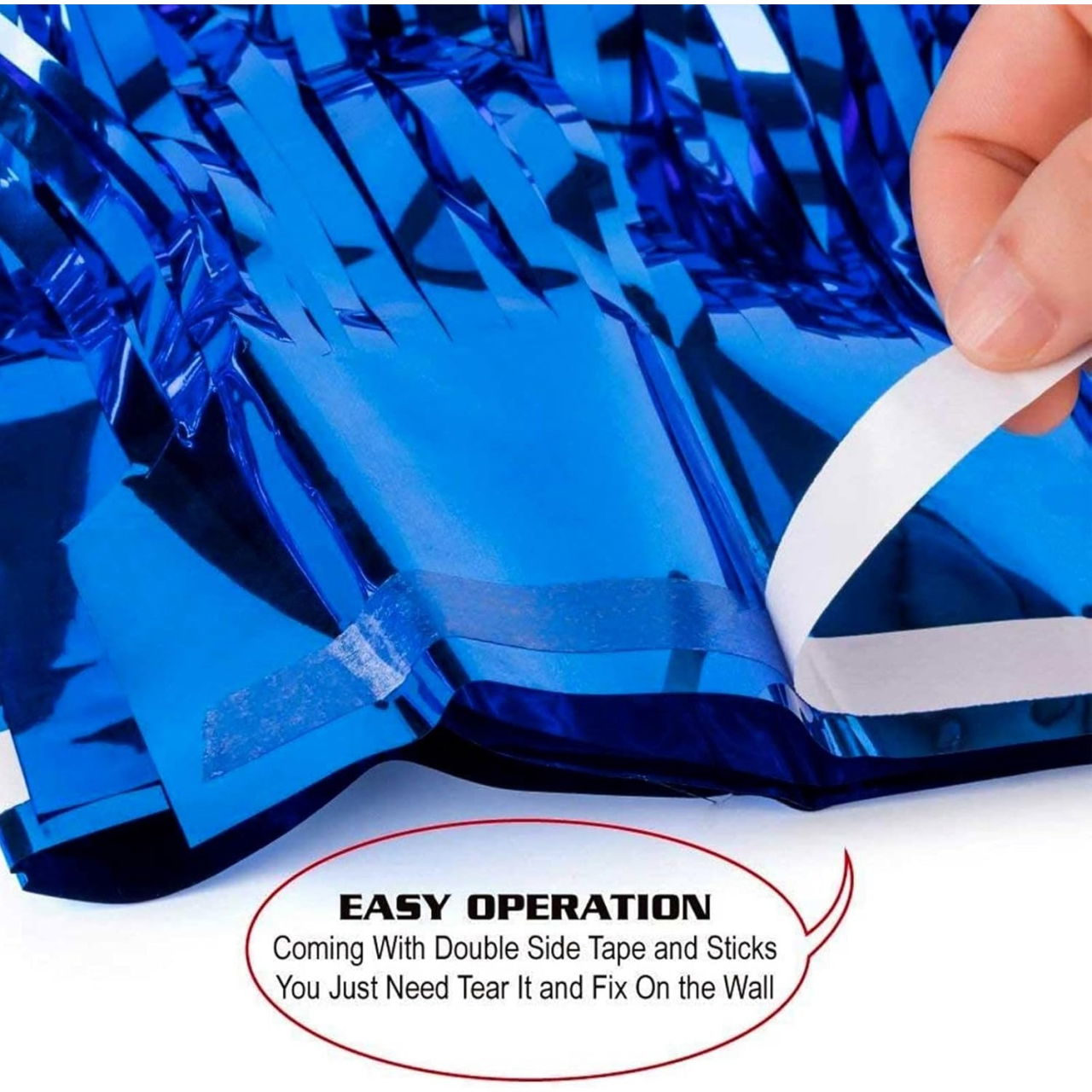 Perdea Franjurata, Flippy, Model Decor Petrecere, pentru Fundal de Poze, Amenajare Colorata a Petrecerii, Dimensiune 100x200 cm, Albastru Inchis [6]