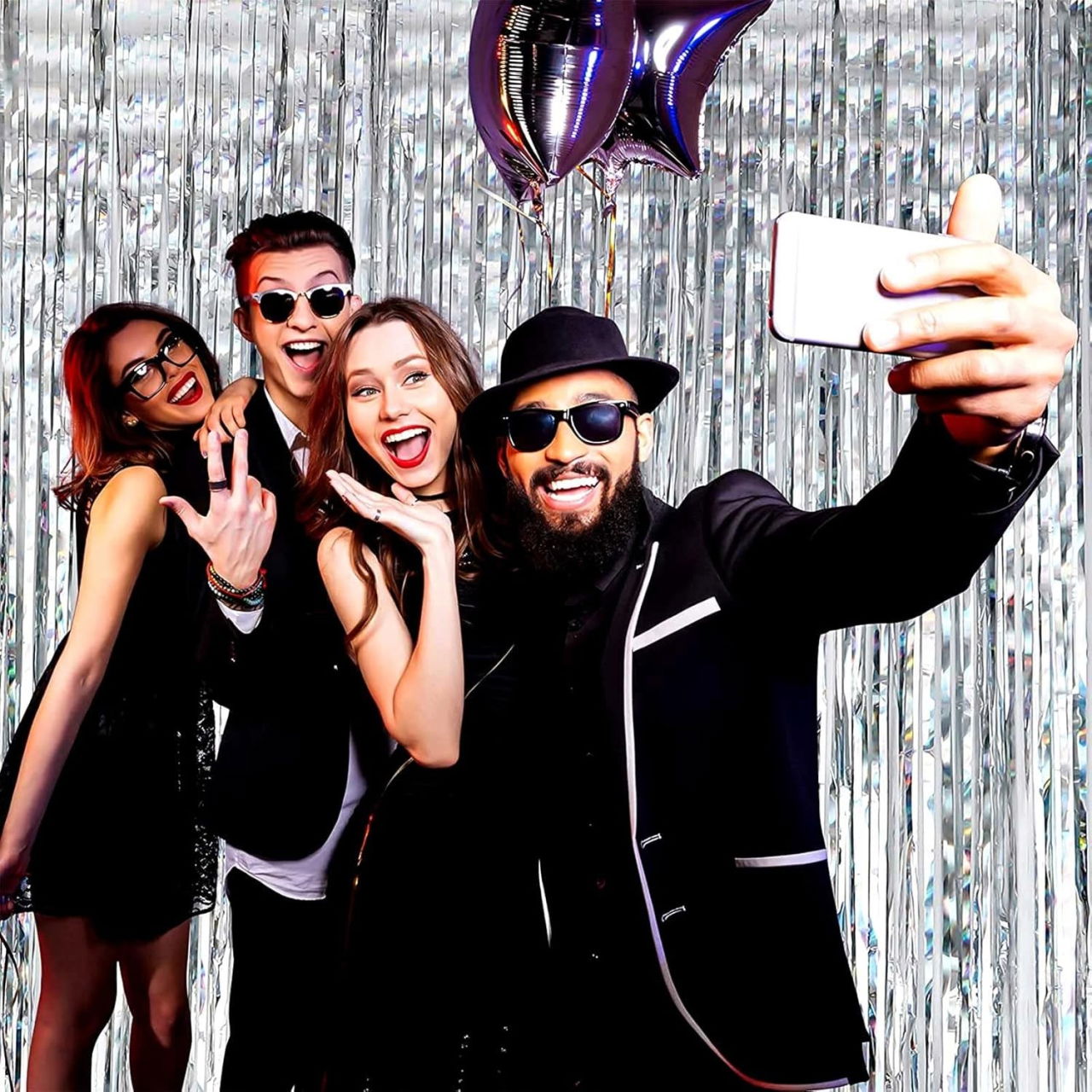 Perdea Franjurata, Flippy, Model Decor Petrecere, pentru Fundal de Poze, Amenajare Colorata a Petrecerii, Dimensiune 100x200 cm, Argintiu [2]