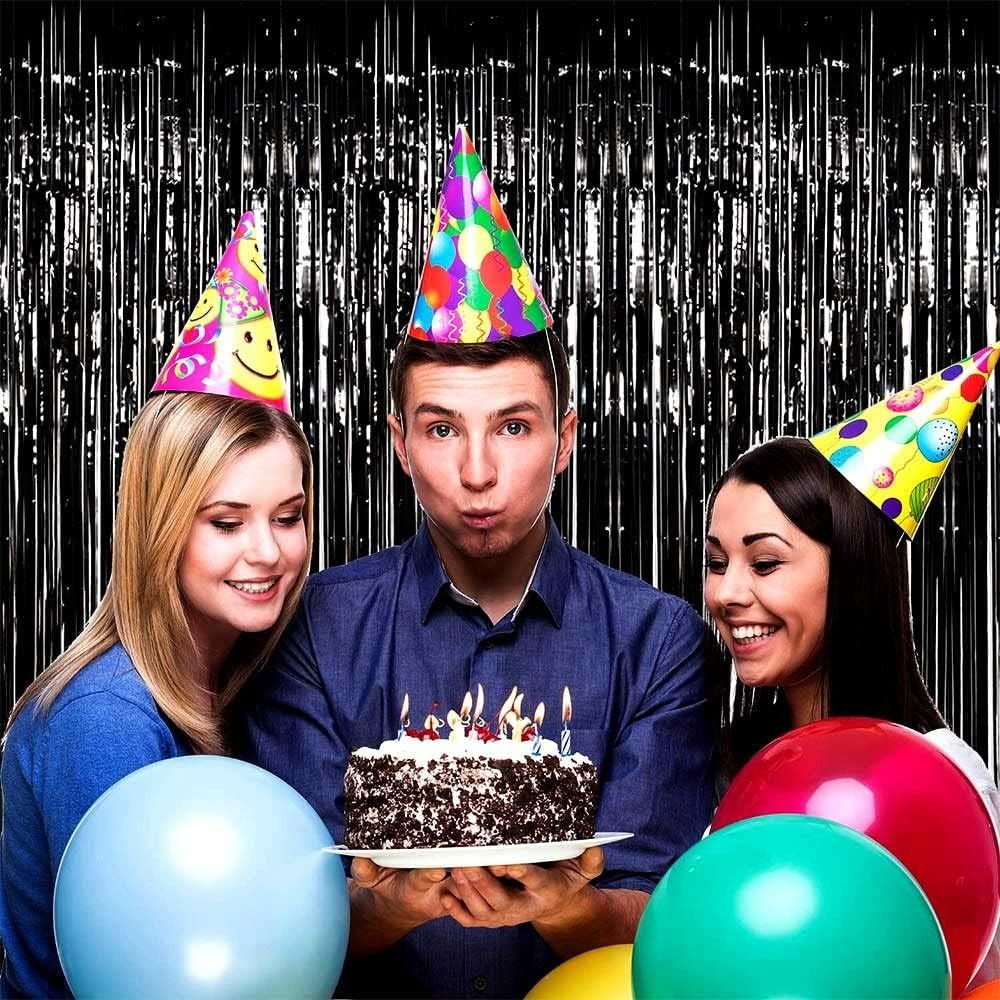 Perdea Franjurata, Flippy, Model Decor Petrecere, pentru Fundal de Poze, Amenajare Colorata a Petrecerii, Dimensiune 100x200 cm, Negru [4]