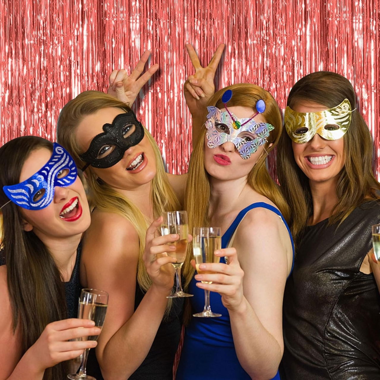 Perdea Franjurata, Flippy, Model Decor Petrecere, pentru Fundal de Poze, Amenajare Colorata a Petrecerii, Dimensiune 100x200 cm, Rose Gold [6]