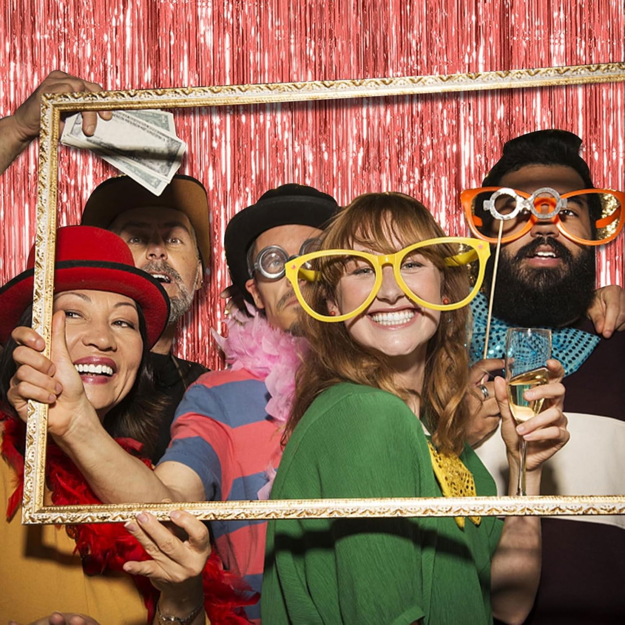 Perdea Franjurata, Flippy, Model Decor Petrecere, pentru Fundal de Poze, Amenajare Colorata a Petrecerii, Dimensiune 100x200 cm, Rose Gold [5]