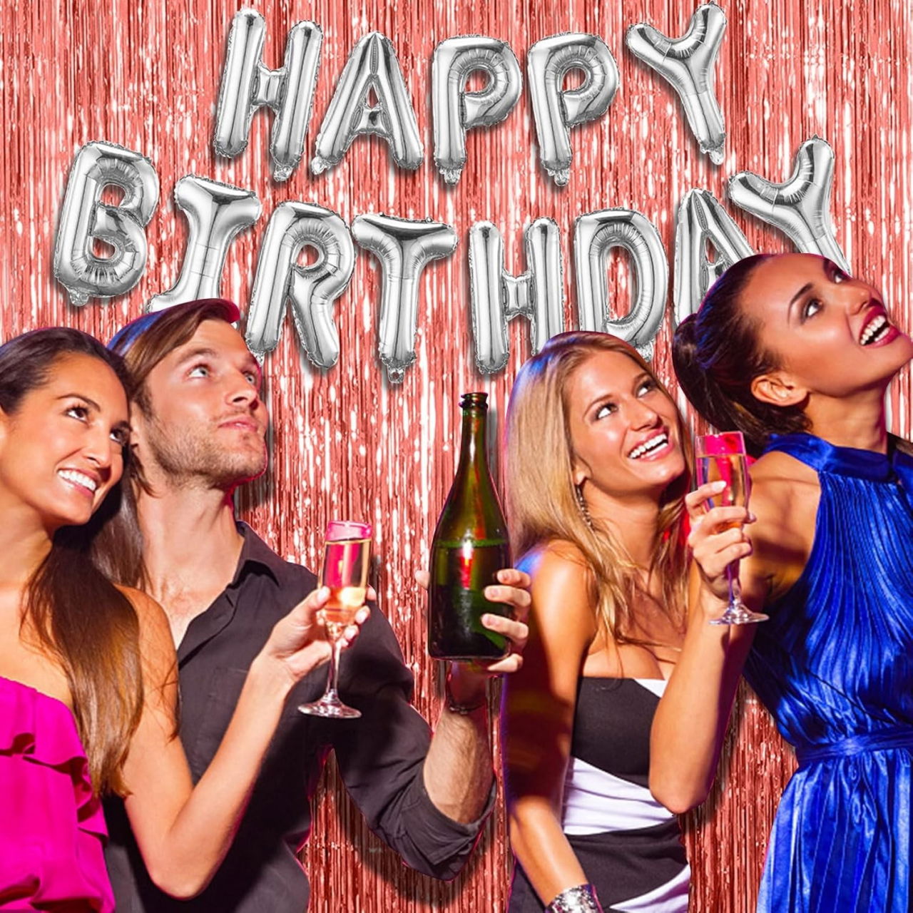 Perdea Franjurata, Flippy, Model Decor Petrecere, pentru Fundal de Poze, Amenajare Colorata a Petrecerii, Dimensiune 100x200 cm, Rose Gold [2]