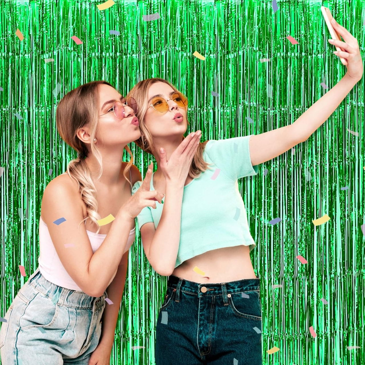 Perdea Franjurata, Flippy, Model Decor Petrecere, pentru Fundal de Poze, Amenajare Colorata a Petrecerii, Dimensiune 100x200 cm, Verde [2]