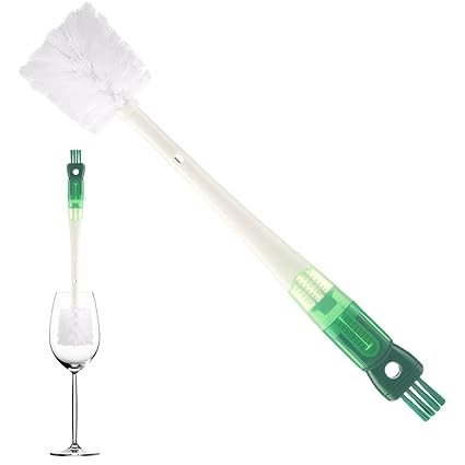 Perie 5 in 1 de Curatat Pahare, Cani, Sticle, Flippy, cu Maner Lung, Accesorii pentru Spalarea Paielor si Capacelor, Usor de Agatat, 36x7x7cm, Verde-Alb [4]