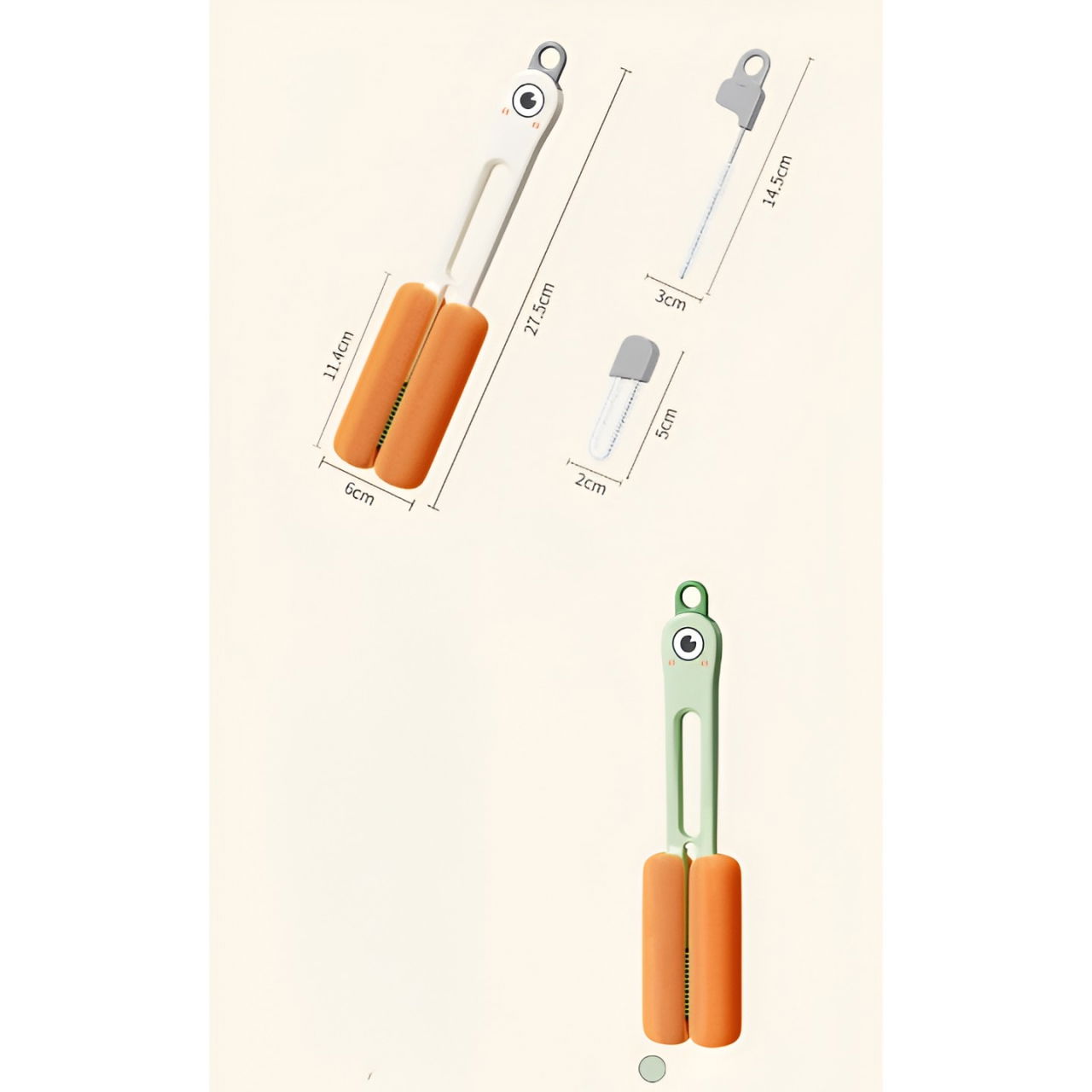 Perie de Curatat Pahare, Cani, Sticle, Flippy, cu Maner Lung si Burete, Accesorii pentru Spalarea Paielor si Capacelor, usor de Agatat, 27.5x11.4x6cm, Verde [5]