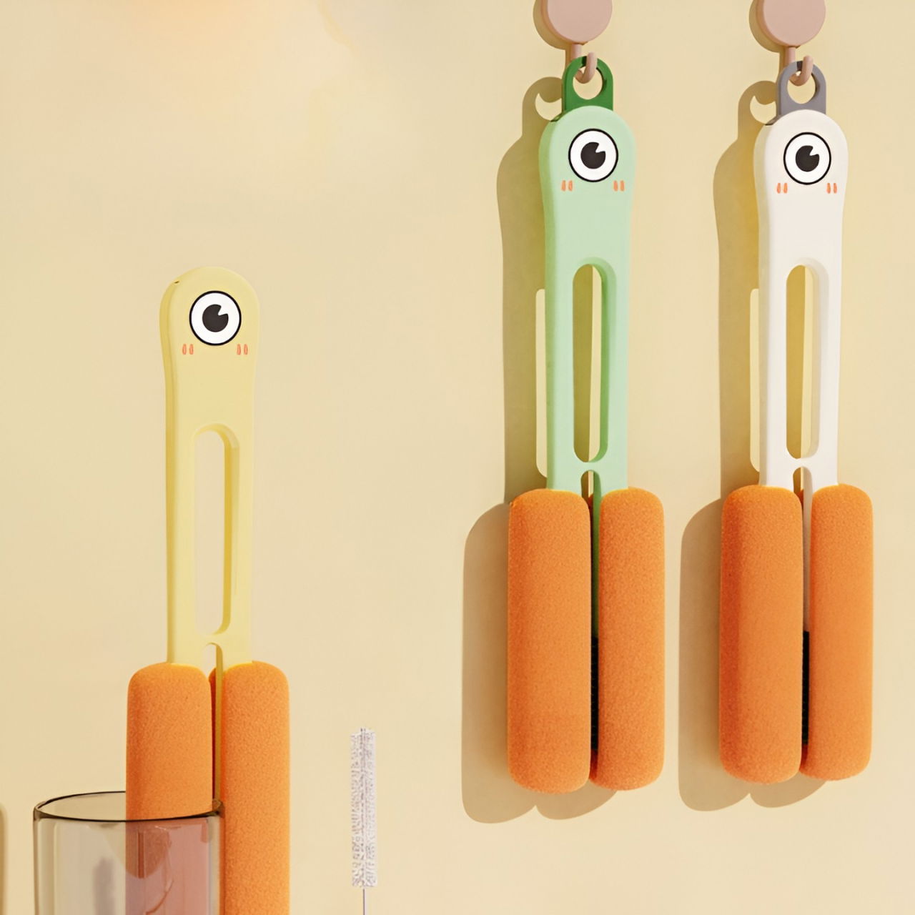 Perie de Curatat Pahare, Cani, Sticle, Flippy, cu Maner Lung si Burete, Accesorii pentru Spalarea Paielor si Capacelor, usor de Agatat, 27.5x11.4x6cm, Verde [6]