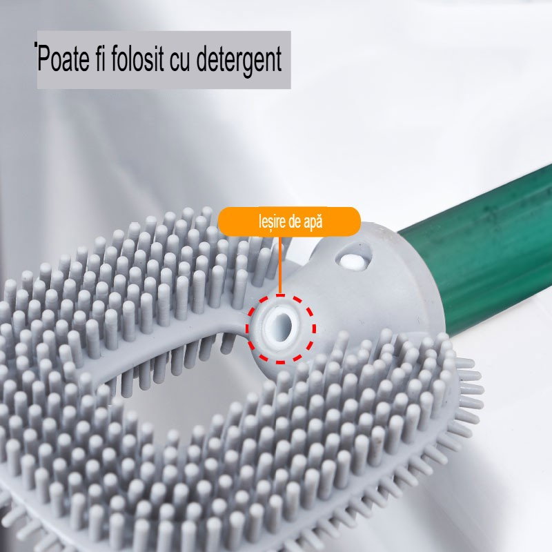 Perie de Toaleta, Flippy, cu Recipient pentru Detergent, din Plastic+TPR, Montare fara Perforare, 40 x 9 cm, Verde [6]