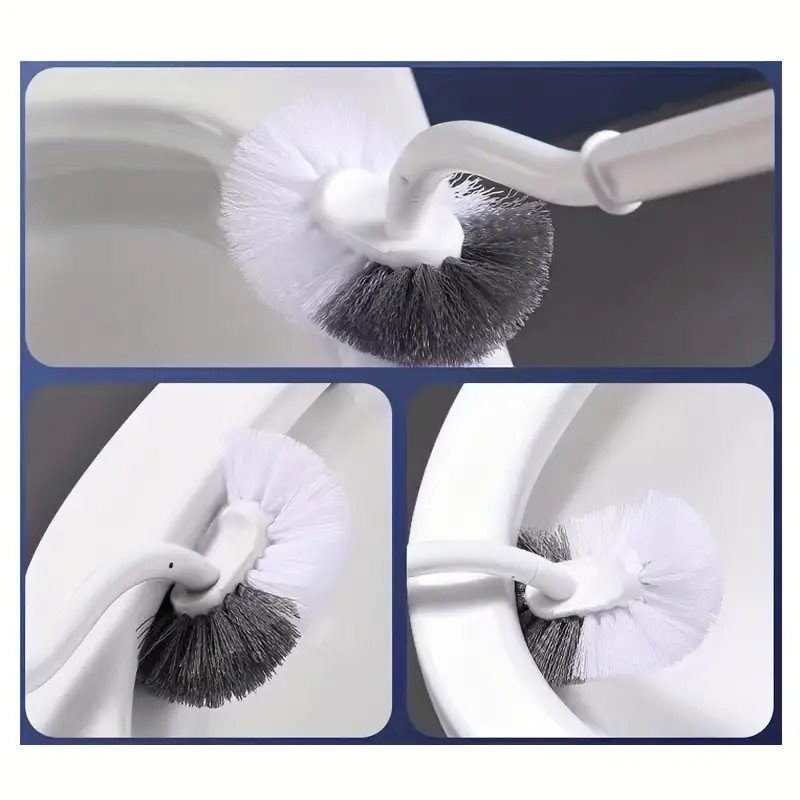 Perie de Toaleta, Flippy, Maner Curbat, cu Suport, 40 x 12 cm, Peri Flexibili, Alb [3]