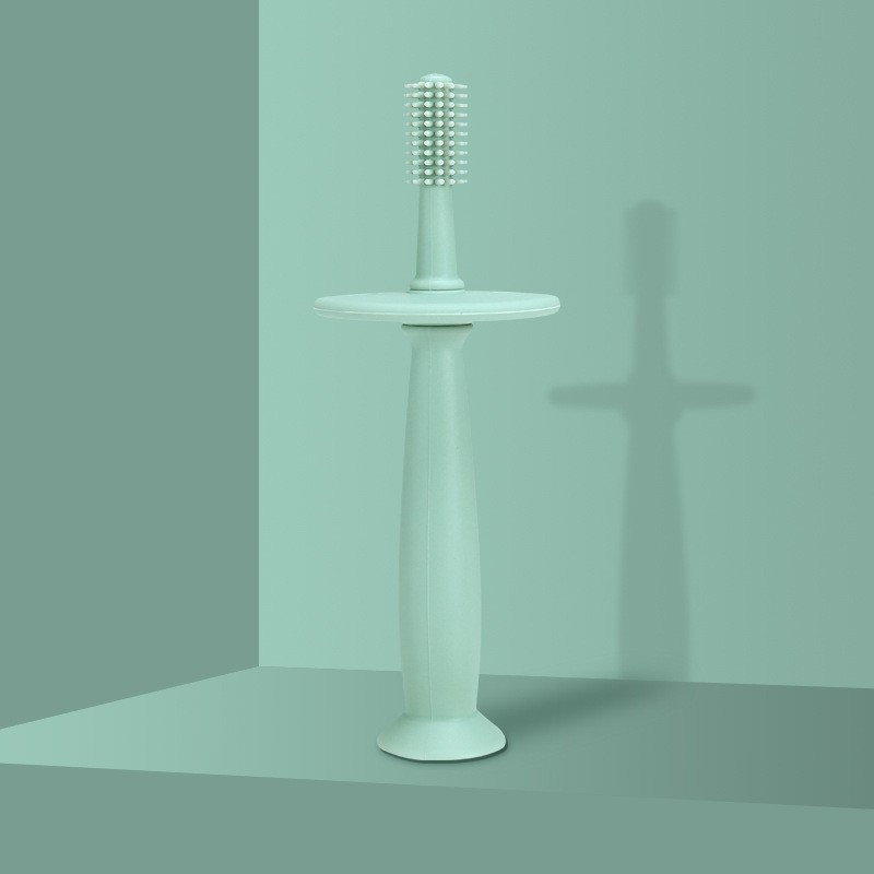 Periuta de Dinti din Silicon pentru Bebelusi, Flippy, fara BPA, 360 Grade, Bariera Anti-Inghitire, Maner Ergonomic, 12.5 x 15 cm, Turcoaz [3]