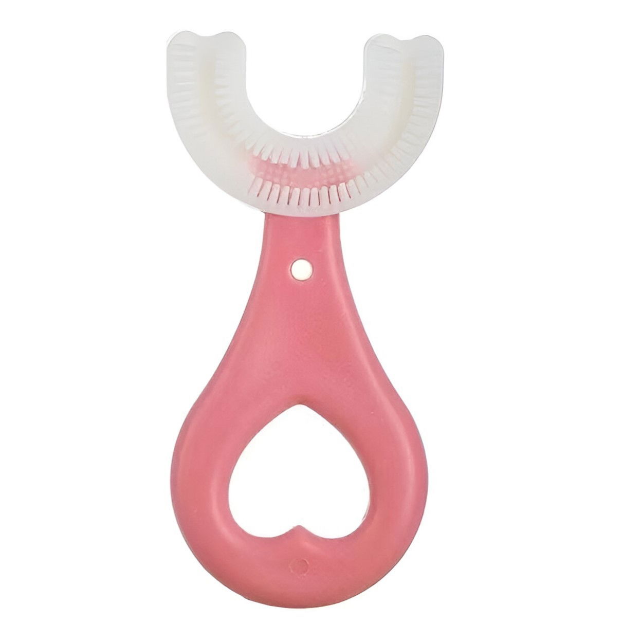 Periuta de Dinti in Forma de U, Flippy, pentru Sugari si Copii 2-6 ani, Peri Moi, 9 cm, Model Inima, Culoare Roz [1]
