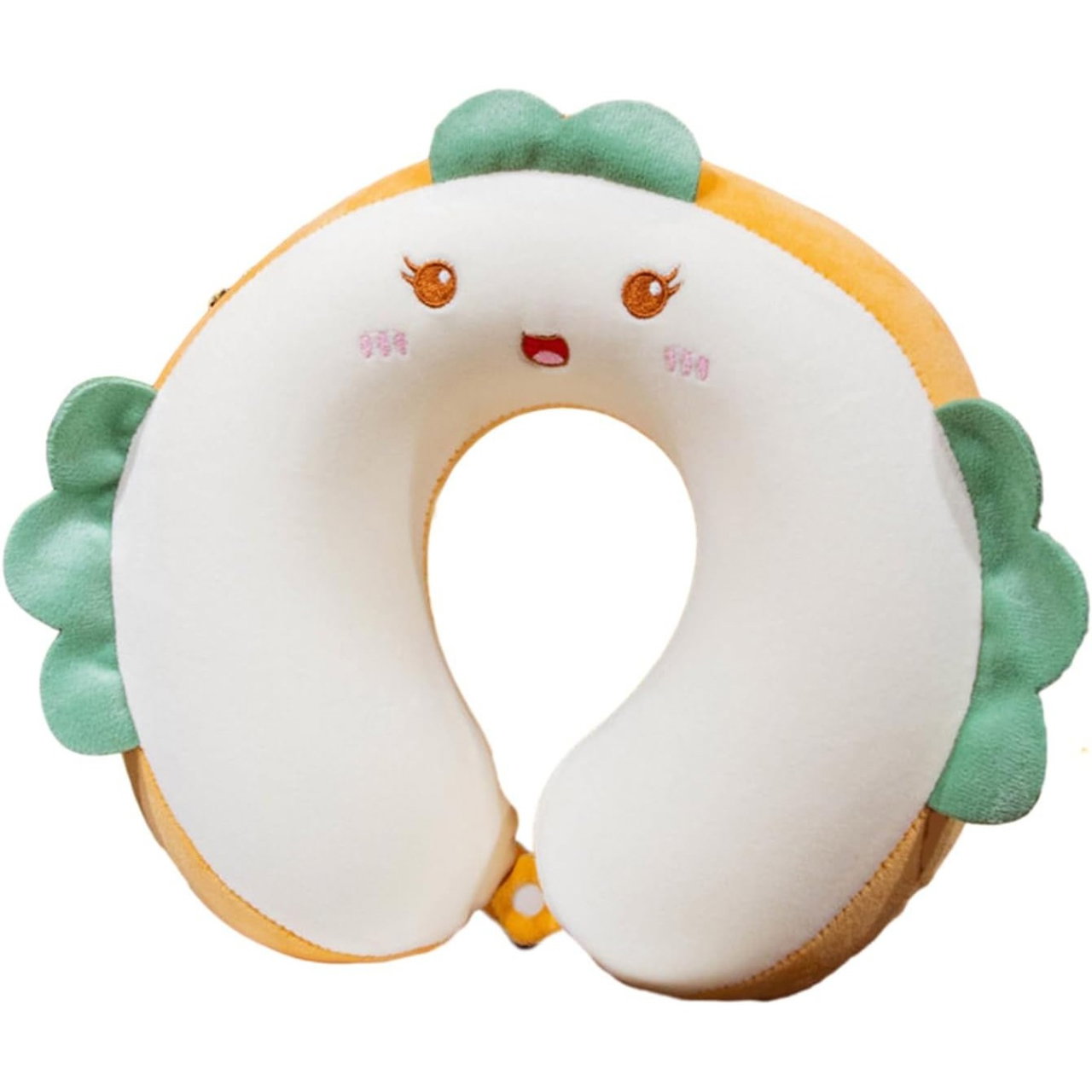 Perna de Calatorie in Forma de U, Flippy, Pentru Gat si Cap, Umplutura din Spuma cu Memorie, 30x30 cm, Model Burger, Accesoriu de Voiaj, Birou, Masina, Sistem Prindere Capse, Alb [1]