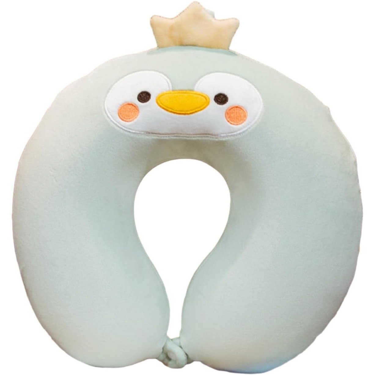 Perna de Calatorie in Forma de U, Flippy, Pentru Gat si Cap, Umplutura din Spuma cu Memorie, 30x30 cm, Model Pinguin, Accesoriu de Voiaj, Birou, Masina, Sistem Prindere Capse, Verde [1]