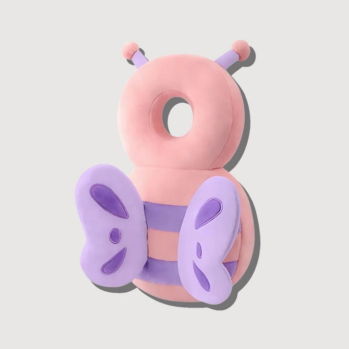 Perna tip Rucsac pentru Protectia Capului, Flippy, Tetiera tip Fluturas de Plus, pentru Bebelusi, 33x6x19 cm, Roz [2]