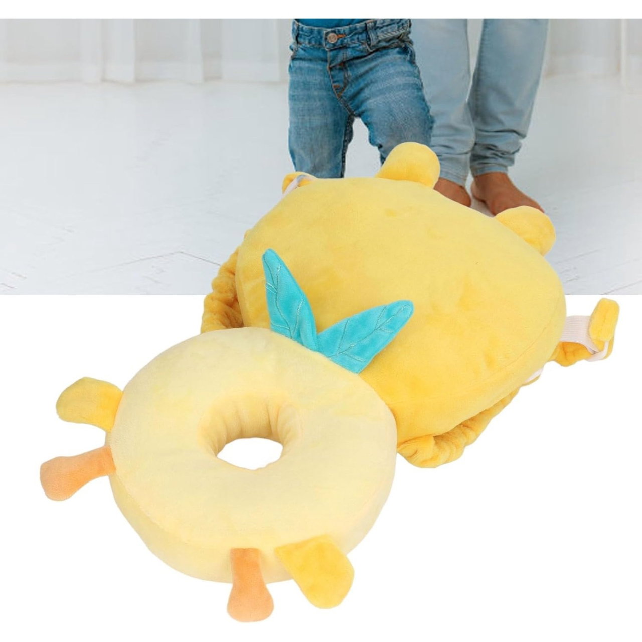 Perna tip Rucsac pentru Protectia Capului, Flippy, Tetiera tip Girafa, pentru Bebelusi, 33x6x19 cm, 180 g, Galben [3]