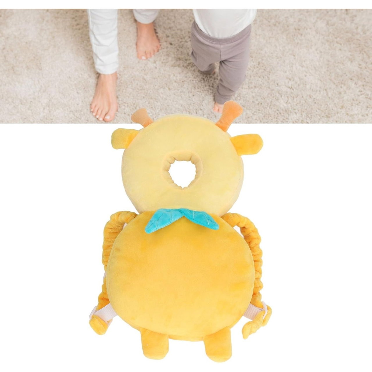 Perna tip Rucsac pentru Protectia Capului, Flippy, Tetiera tip Girafa, pentru Bebelusi, 33x6x19 cm, 180 g, Galben [4]