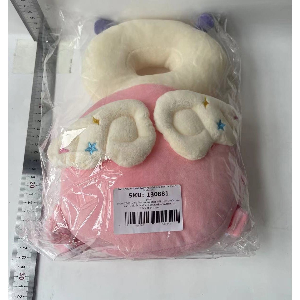 Perna tip Rucsac pentru Protectia Capului, Flippy, Tetiera tip Insecta, pentru Bebelusi, 33x6x19 cm, 180 g, Roz [7]