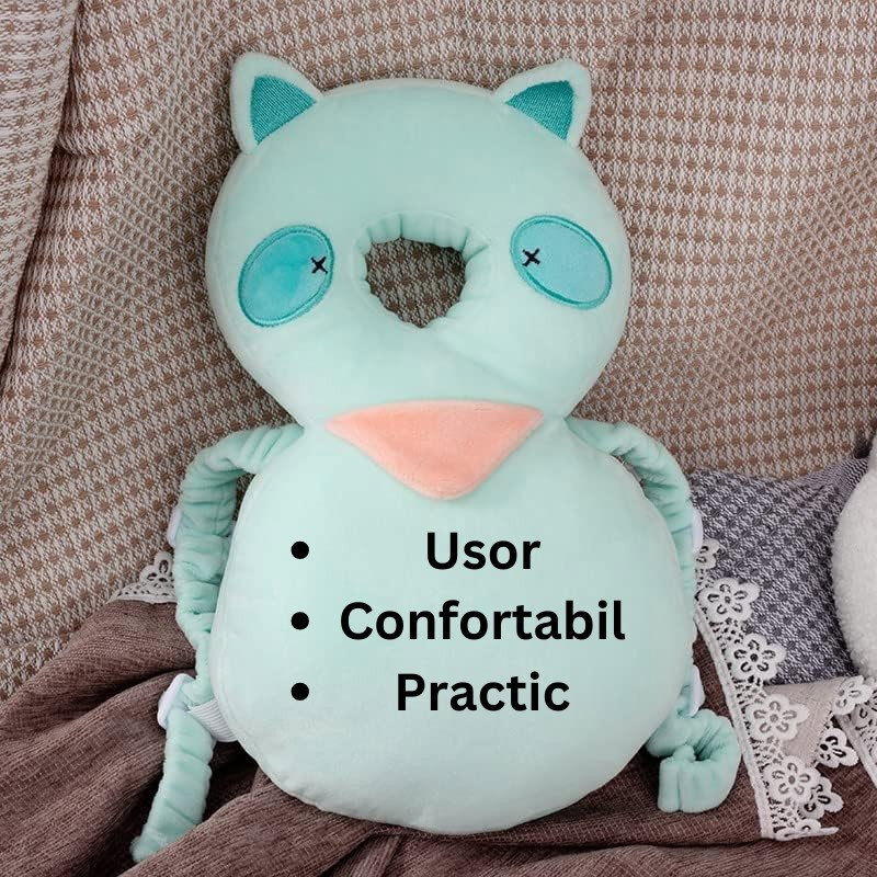 Perna tip Rucsac pentru Protectia Capului, Flippy, Tetiera tip Raton, pentru Bebelusi, 33x6x19 cm, 180 g, Turcoaz [5]