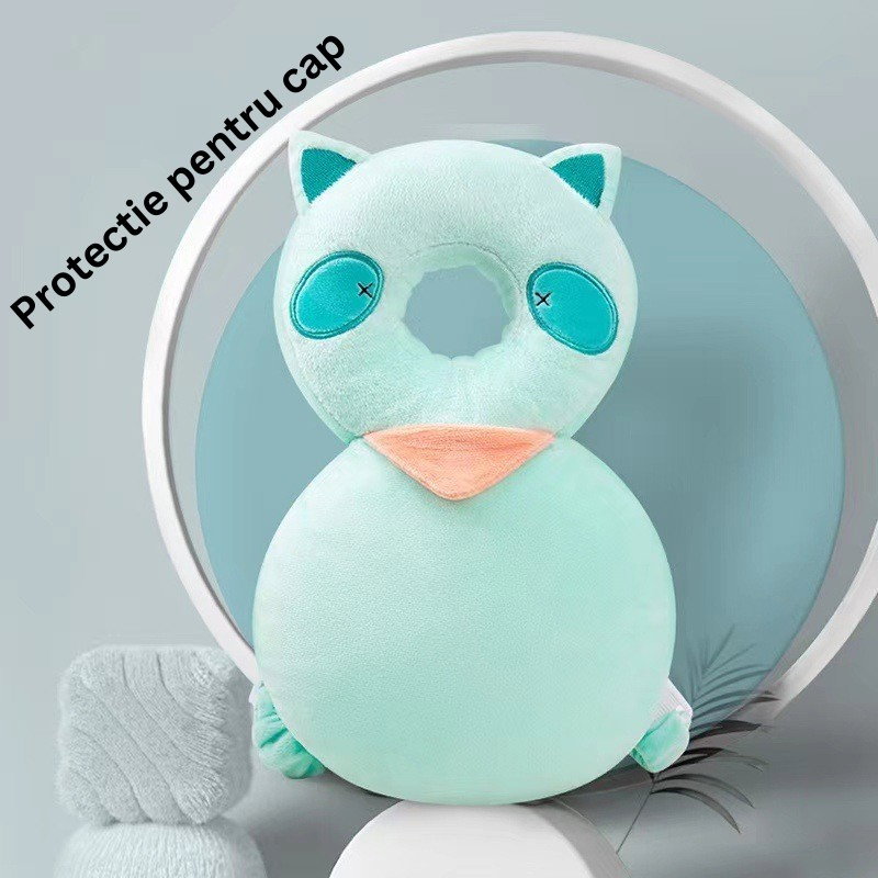 Perna tip Rucsac pentru Protectia Capului, Flippy, Tetiera tip Raton, pentru Bebelusi, 33x6x19 cm, 180 g, Turcoaz [4]