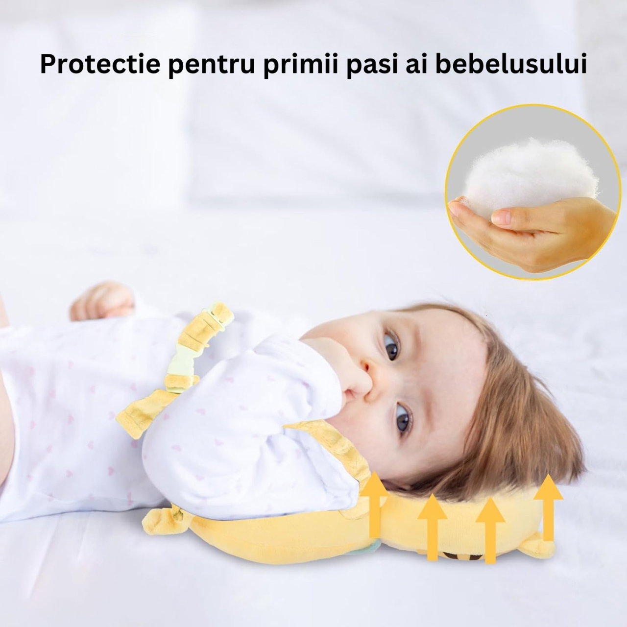 Perna tip Rucsac pentru Protectia Capului, Flippy, Tetiera tip Tigru, pentru Bebelusi, 33x6x19 cm, 180 g, Crem [5]
