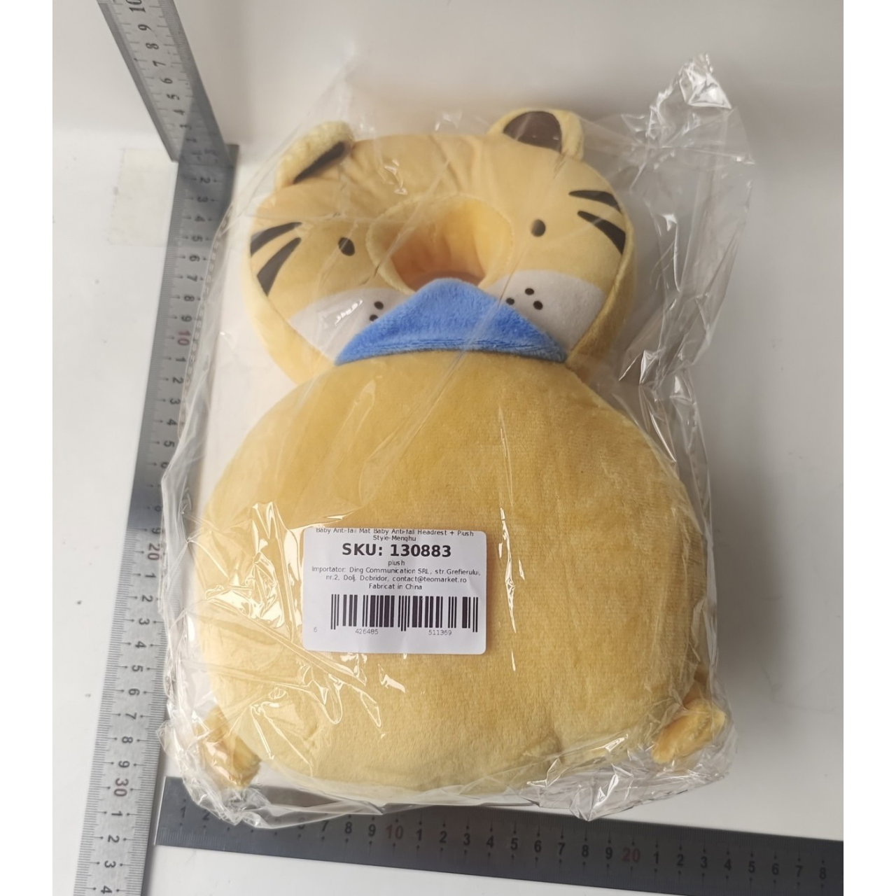 Perna tip Rucsac pentru Protectia Capului, Flippy, Tetiera tip Tigru, pentru Bebelusi, 33x6x19 cm, 180 g, Crem [7]