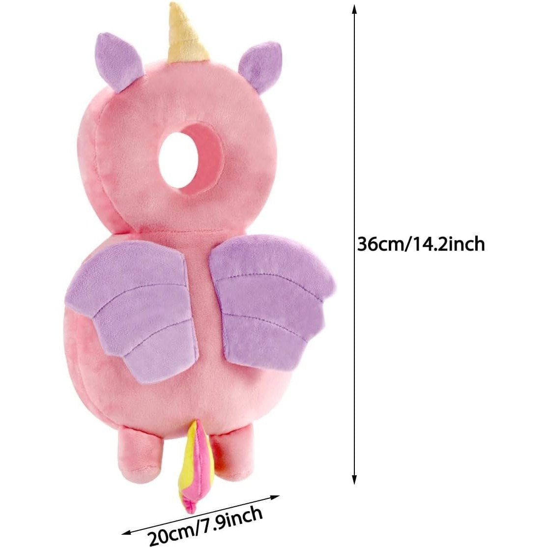 Perna tip Rucsac pentru Protectia Capului, Flippy, Tetiera tip Unicorn, pentru Bebelusi, 33x6x19 cm, 180 g, Roz [3]