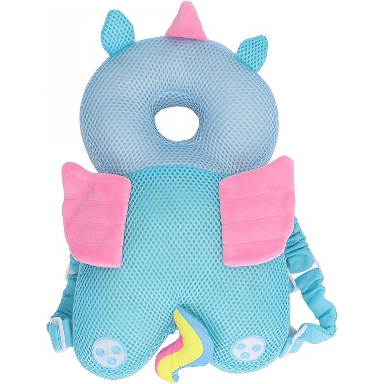 Perna tip Rucsac pentru Protectia Capului, Flippy, Tetiera tip Unicorn, pentru Bebelusi, Design tip Plasa, 33x6x19 cm, 180 g, Albastru [8]
