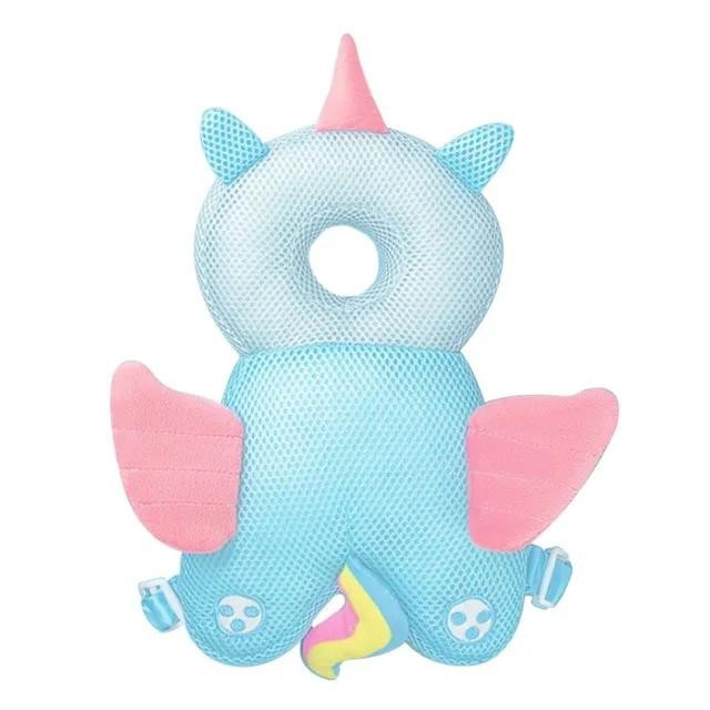 Perna tip Rucsac pentru Protectia Capului, Flippy, Tetiera tip Unicorn, pentru Bebelusi, Design tip Plasa, 33x6x19 cm, 180 g, Albastru [1]