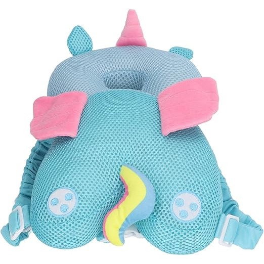 Perna tip Rucsac pentru Protectia Capului, Flippy, Tetiera tip Unicorn, pentru Bebelusi, Design tip Plasa, 33x6x19 cm, 180 g, Albastru [5]