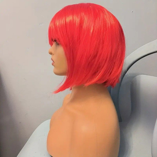 Peruca Cosplay, Flippy, Tunsoare Bob cu Breton, pentru Carnaval, Halloween, Petreceri Tematice, din PET, Marime Universala, Rosu [5]