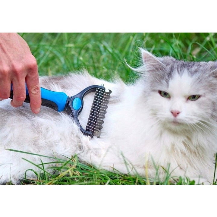 Pieptene pentru Părul de Animale, Flippy, Dispozitiv de Îngrijire cu Două Fețe, Îndepărtarea părului, Albastru [4]