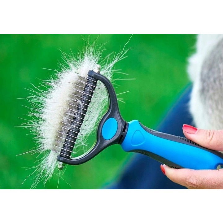 Pieptene pentru Părul de Animale, Flippy, Dispozitiv de Îngrijire cu Două Fețe, Îndepărtarea părului, Albastru [3]