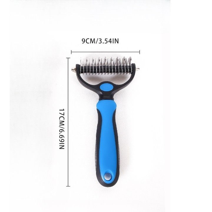 Pieptene pentru Părul de Animale, Flippy, Dispozitiv de Îngrijire cu Două Fețe, Îndepărtarea părului, Albastru [5]