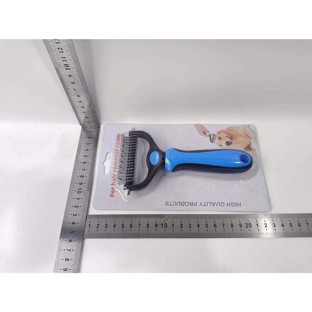 Pieptene pentru Părul de Animale, Flippy, Dispozitiv de Îngrijire cu Două Fețe, Îndepărtarea părului, Albastru [7]