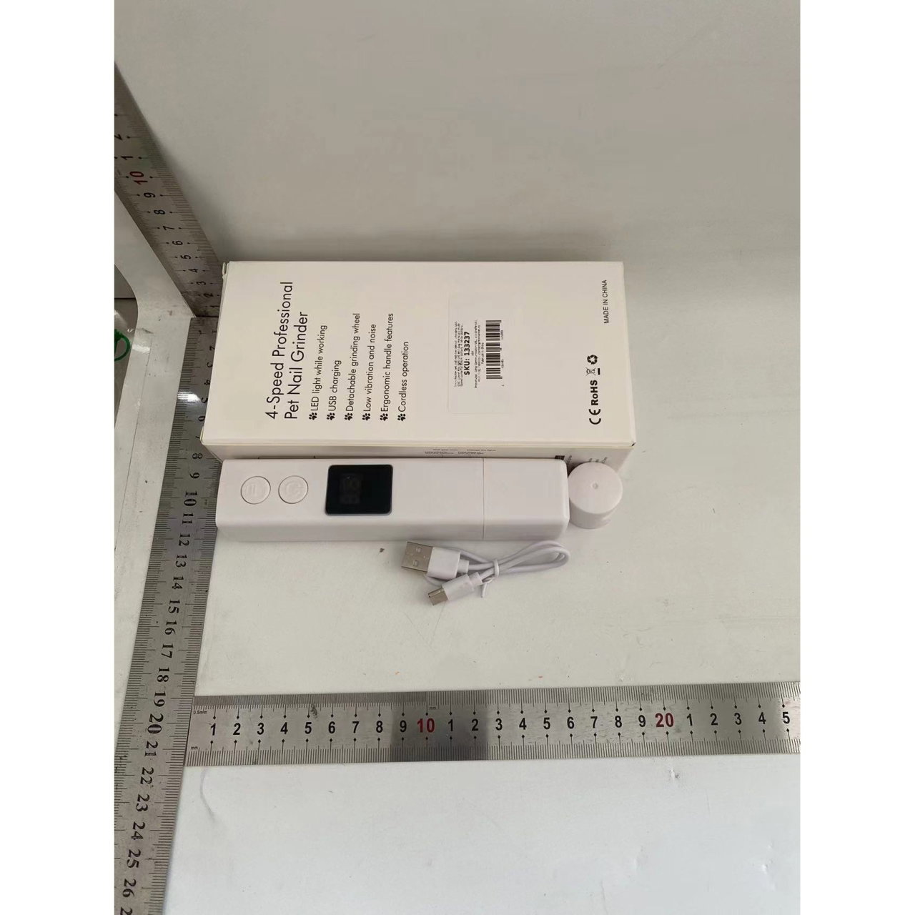 Pila Electrica pentru Animalute de Companie, Flippy, Incarcare USB, Laser pentru Joaca, Capac Impotriva Prafului, Display Electronic, 15 x 3 cm, Mai Multe Viteze, Alb [6]