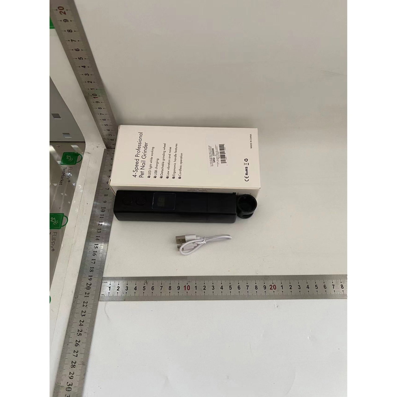 Pila Electrica pentru Animalute de Companie, Flippy, Incarcare USB, Laser pentru Joaca, Capac Impotriva Prafului, Display Electronic, 15 x 3 cm, Mai Multe Viteze, Negru [4]