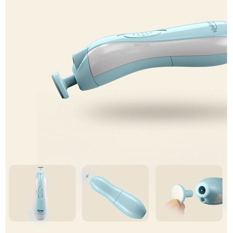 Pila Electrica Unghii pentru Bebelusi, Flippy, 6 Piese, 15 x 4.5 x 3 cm, Silentios, 0-3 Ani, 4 Trepte de Viteza, Albastru [5]