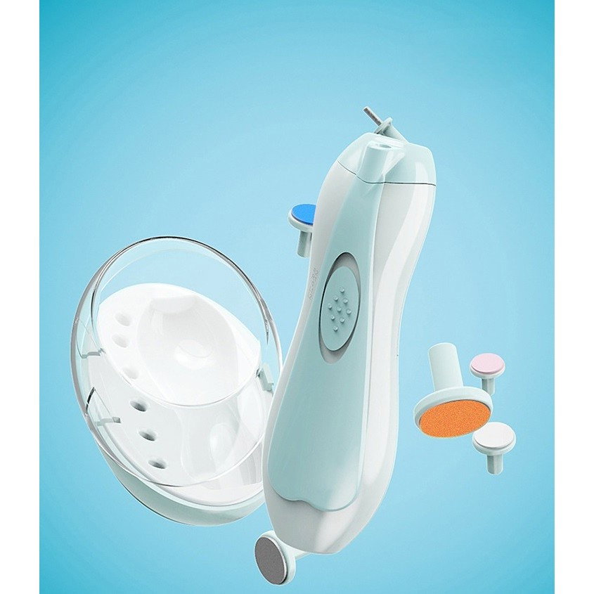 Pila Electrica Unghii pentru Bebelusi, Flippy, 6 Piese, 15 x 4.5 x 3 cm, Silentios, 0-3 Ani, 4 Trepte de Viteza, Albastru [7]