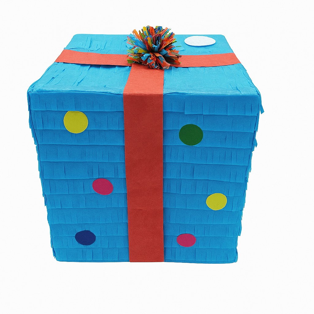 Pinata Cutie Cadou pentru Petrecere, Flippy, din Hartie si Carton, Pinata pentru Petreceri, 25 x 23 x 23 cm, Albastru deschis [1]