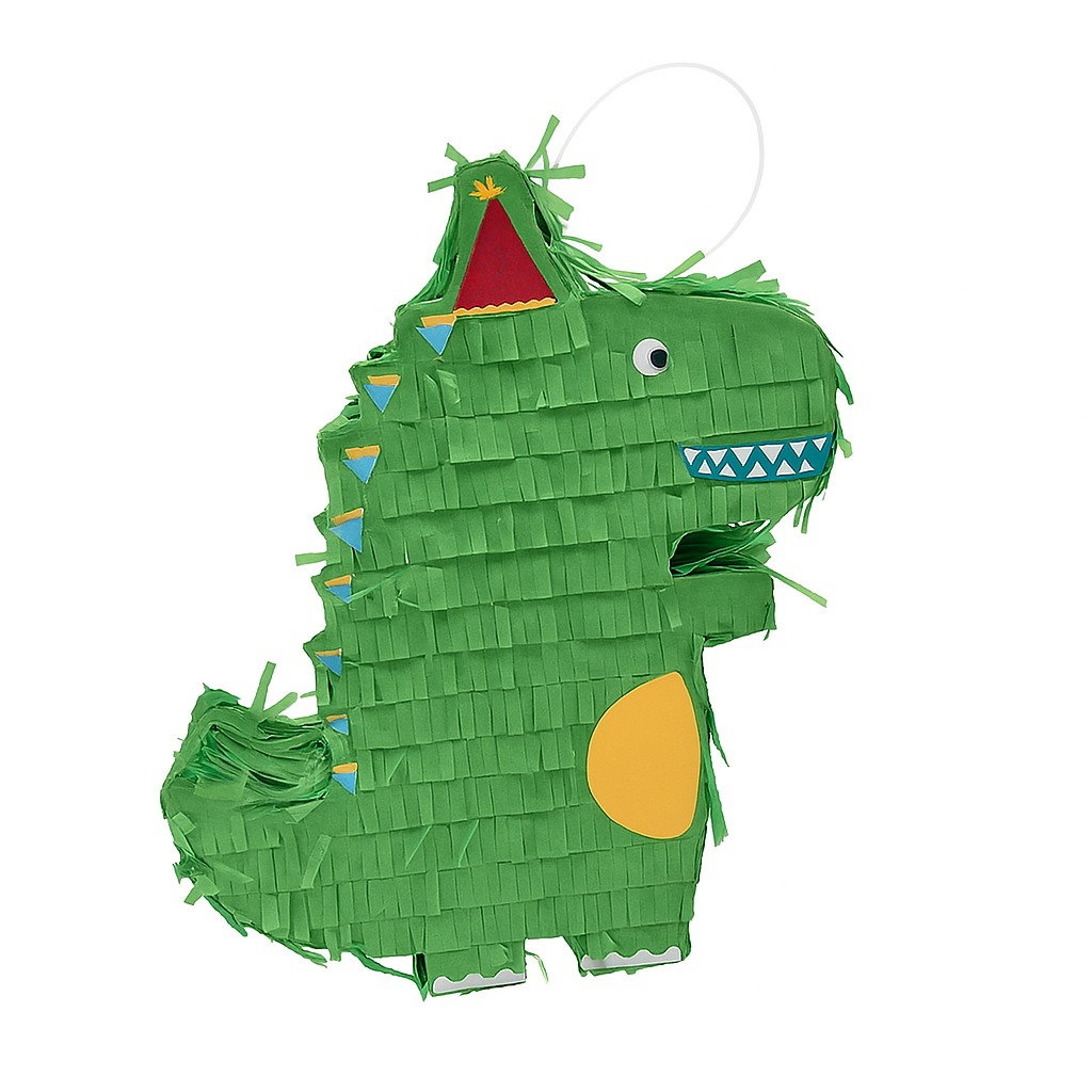 Pinata Dinozaur pentru Petrecere, Flippy, Detalii Argintii, din Hartie si Carton, Pinata pentru Copii, 25 x 7 x 27 cm, Verde [1]
