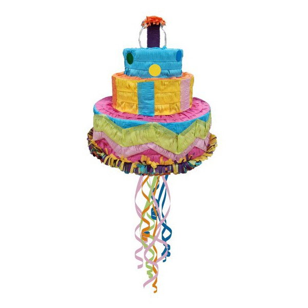 Pinata Tort Aniversar / Birthday Cake pentru Petrecere, Flippy, din Hartie si Carton, Pinata pentru Petreceri, 32 x 28 x 28 cm, Multicolor [2]