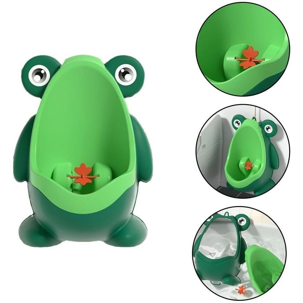 Pisoar pentru Baieti, Flippy, 0-8 Ani, in Forma de Broasca, Perie Inclusa, Montare pe Perete, Carlig Autoadeziv Inclus, 29 x 22.5 cm, Verde [3]