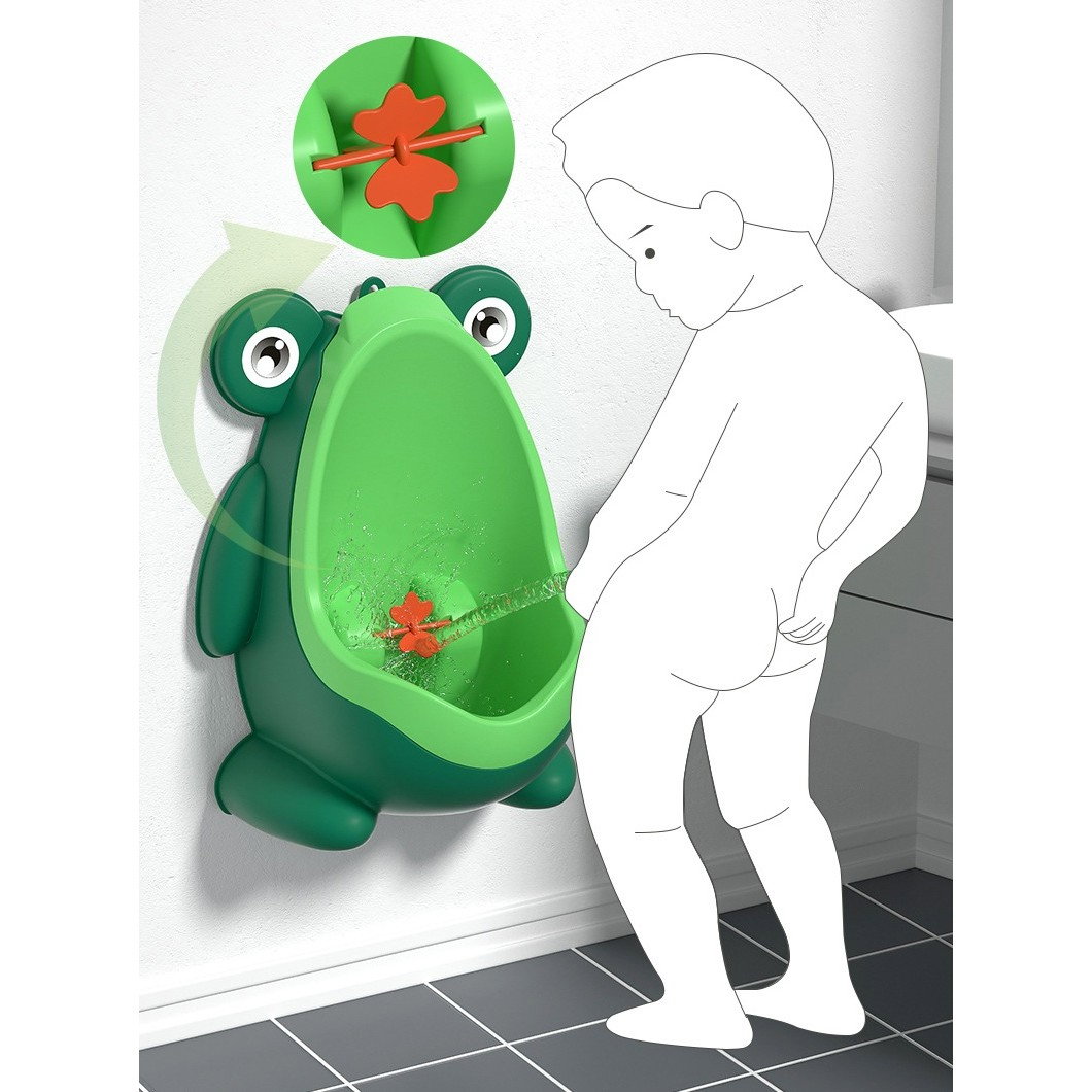 Pisoar pentru Baieti, Flippy, 0-8 Ani, in Forma de Broasca, Perie Inclusa, Montare pe Perete, Carlig Autoadeziv Inclus, 29 x 22.5 cm, Verde [4]